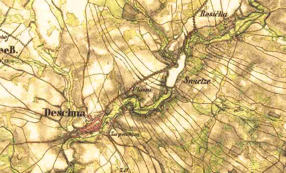 Mapa 19. století - Obec Světce